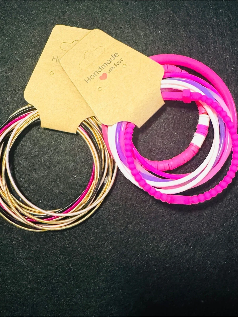 Handmade Pink Multi-Pack Hair Tie and Bracelet Set